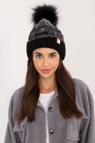 Black Cap in Caps & Hats For Women with Acrylic, Polyamide and Wool