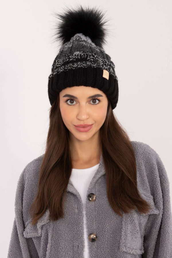 Black Cap in Caps & Hats For Women with Acrylic, Polyamide and Wool