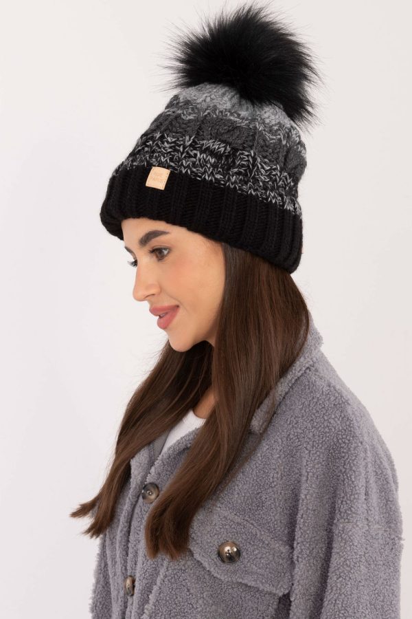 Black Cap in Caps & Hats For Women with Acrylic, Polyamide and Wool