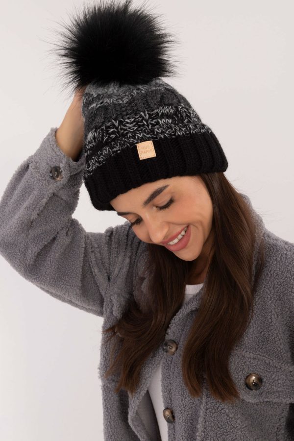 Black Cap in Caps & Hats For Women with Acrylic, Polyamide and Wool