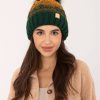 Green Cap in Caps & Hats For Women with Acrylic, Polyamide and Wool