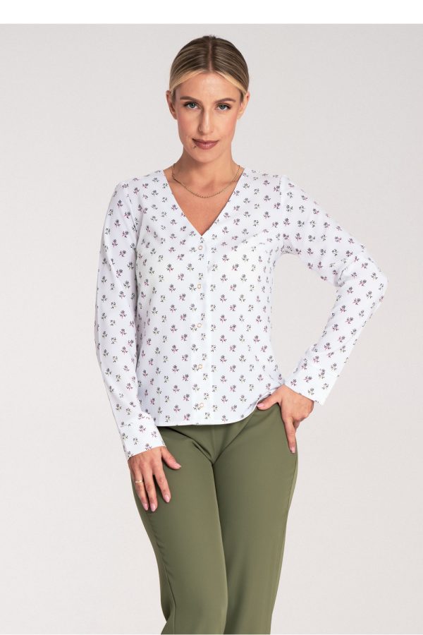 Multicolor Long Sleeve Shirt in Shirts For Women with Spandex and Polyester