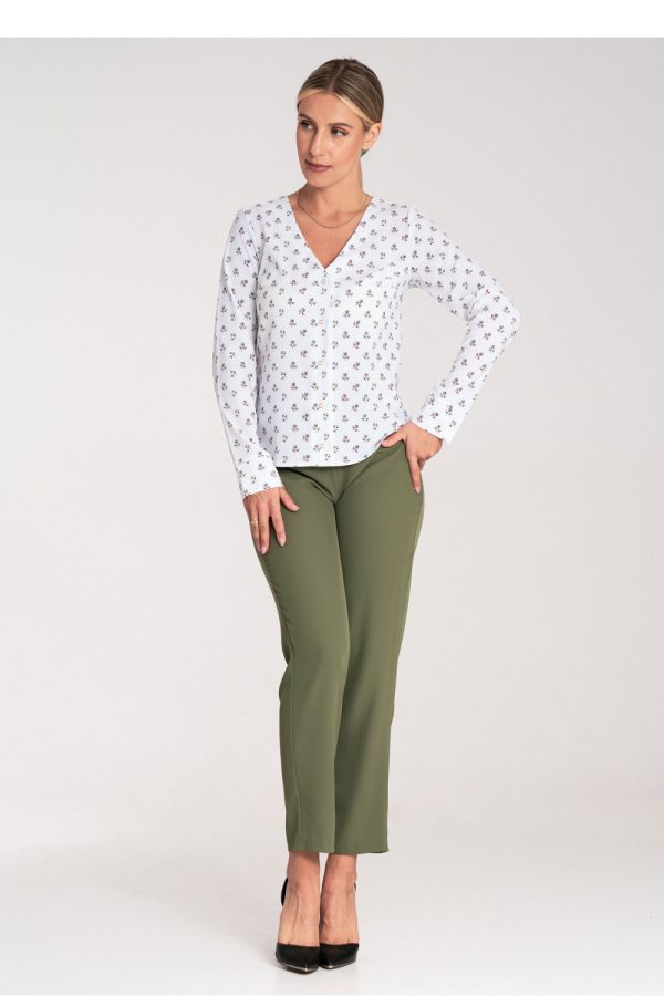 Multicolor Long Sleeve Shirt in Shirts For Women with Spandex and Polyester