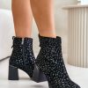 Black Heel Boots in Women`s Ankle Boots & Booties with Fabric, Warmers, Footbed, Upper Height and Heel Height