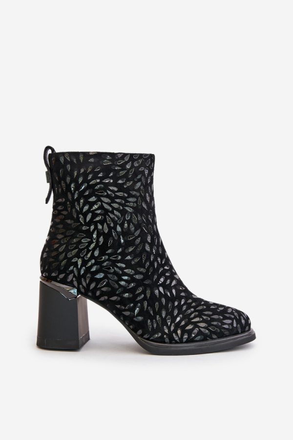 Black Heel Boots in Women`s Ankle Boots & Booties with Fabric, Warmers, Footbed, Upper Height and Heel Height
