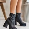 1043157.jpg Black Heel Boots in Women`s Ankle Boots & Booties with Fabric, Warmers, Footbed, Upper Height, Heel Height and Platform Height