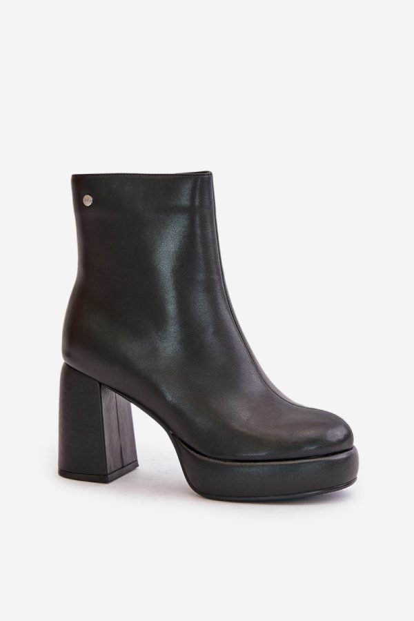 Black Heel Boots in Women`s Ankle Boots & Booties with Fabric, Warmers, Footbed, Upper Height, Heel Height and Platform Height