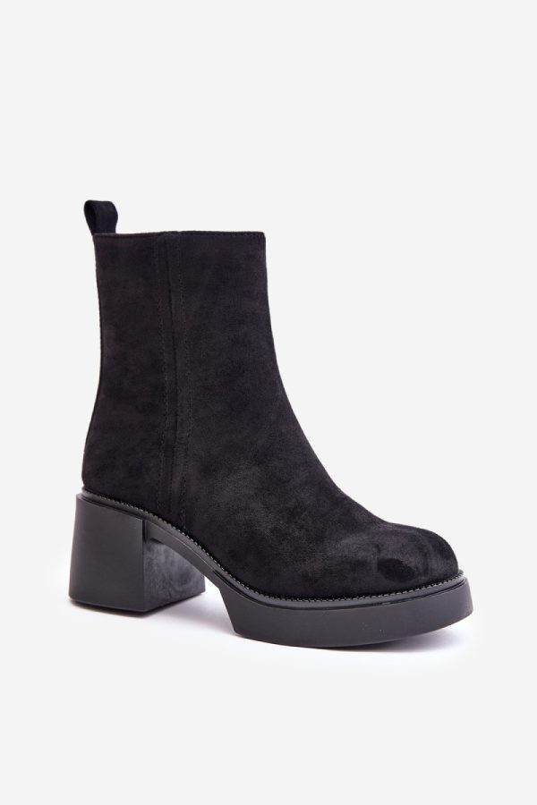 Black Heel Boots in Women`s Ankle Boots & Booties with Fabric, Warmers, Footbed, Upper Height and Heel Height