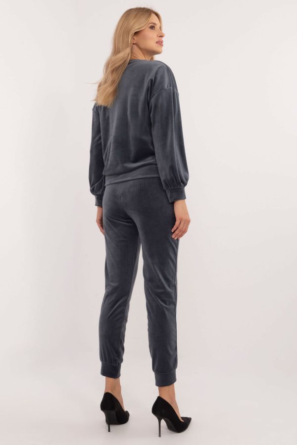 Grey Set in Pants, Trousers, Shorts with Spandex and Viscose