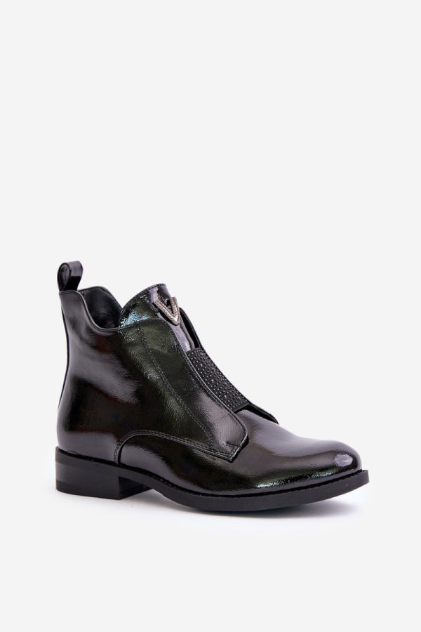 Black Boots in Women`s Ankle Boots & Booties with Fabric, Warmers, Footbed, Upper Height and Heel Height