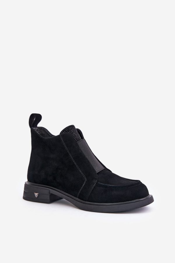 Black Boots in Women`s Ankle Boots & Booties with Fabric, Warmers, Footbed, Upper Height and Heel Height