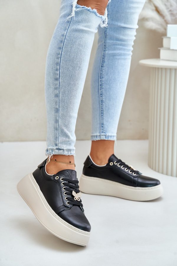 Black Sport Shoes in Women`s Athletic Shoes, Trainers, Sneakers with Fabric, Footbed, Upper Height and Platform Height