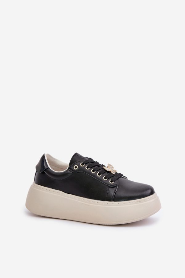 Black Sport Shoes in Women`s Athletic Shoes, Trainers, Sneakers with Fabric, Footbed, Upper Height and Platform Height