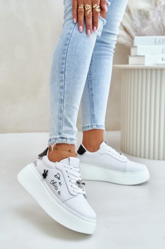 White Sport Shoes in Women`s Athletic Shoes, Trainers, Sneakers with Fabric, Footbed, Upper Height and Platform Height