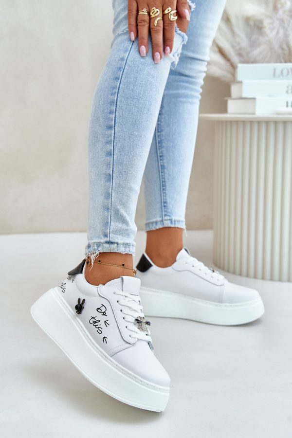 White Sport Shoes in Women`s Athletic Shoes, Trainers, Sneakers with Fabric, Footbed, Upper Height and Platform Height