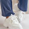 White Sport Shoes in Women`s Athletic Shoes, Trainers, Sneakers with Fabric, Footbed, Upper Height and Platform Height