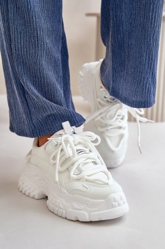 White Sport Shoes in Women`s Athletic Shoes, Trainers, Sneakers with Fabric, Footbed, Upper Height and Platform Height
