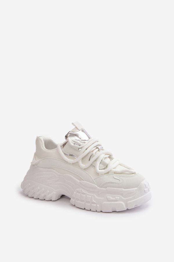 White Sport Shoes in Women`s Athletic Shoes, Trainers, Sneakers with Fabric, Footbed, Upper Height and Platform Height