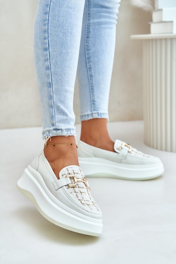 Beige Mocassin in Moccasins, Loafers with Fabric, Footbed, Upper Height and Platform Height