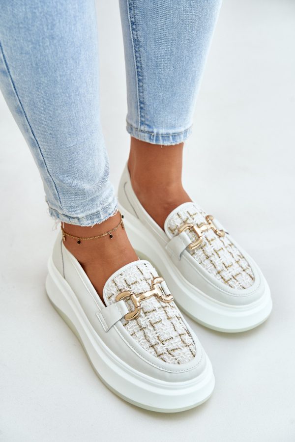 Beige Mocassin in Moccasins, Loafers with Fabric, Footbed, Upper Height and Platform Height