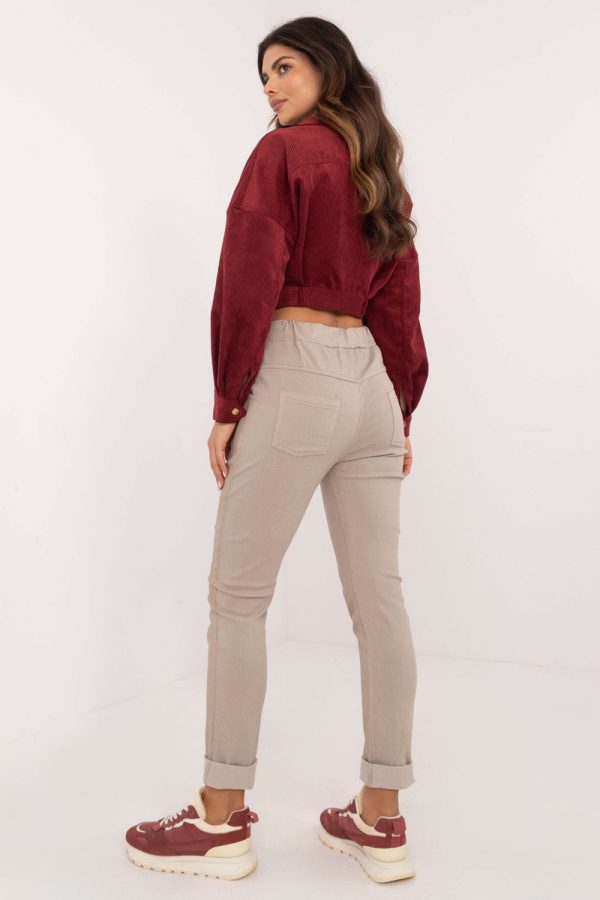 Beige Women Trousers in Pants, Trousers, Shorts with Spandex, Nylon and Viscose
