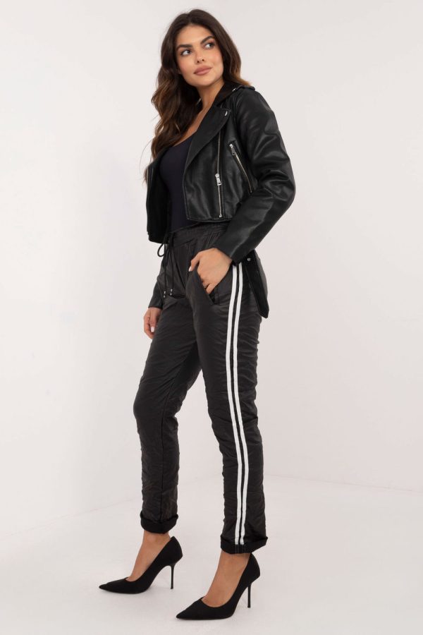 Black Women Trousers in Pants, Trousers, Shorts with Spandex, Polyester and Viscose