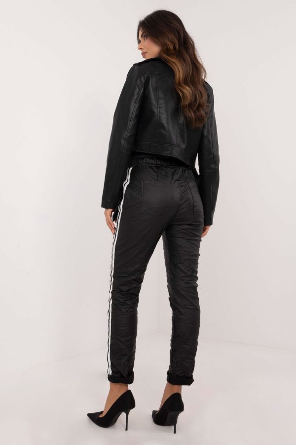Black Women Trousers in Pants, Trousers, Shorts with Spandex, Polyester and Viscose