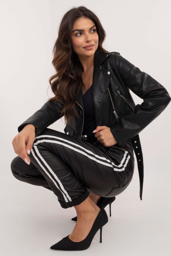 Black Women Trousers in Pants, Trousers, Shorts with Spandex, Polyester and Viscose
