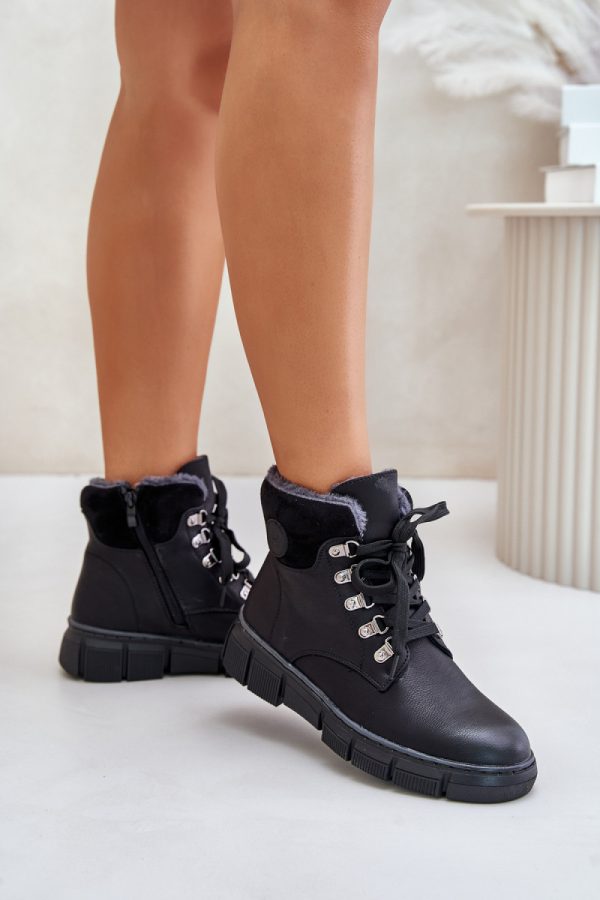 Black Trapper Shoes in Women`s Ankle Boots & Booties with Fabric, Warmers, Footbed, Upper Height and Platform Height