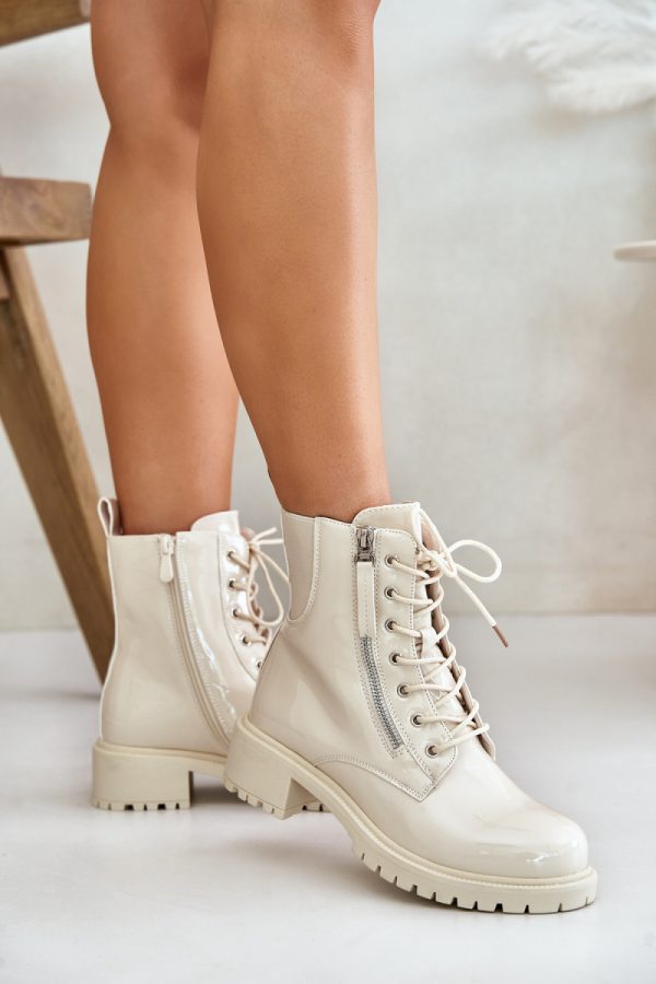 Beige Bootie in Women`s Ankle Boots & Booties with Fabric, Warmers, Footbed, Upper Height and Heel Height