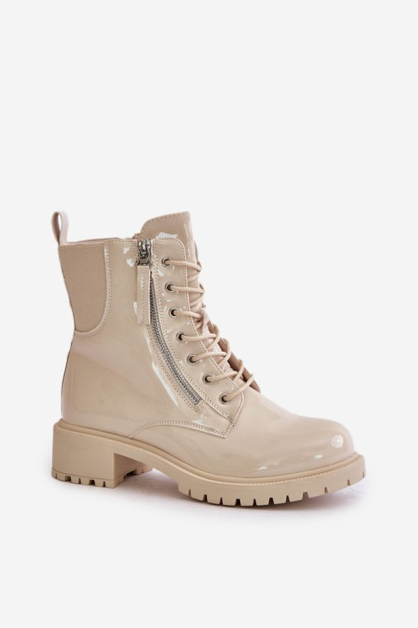 Beige Bootie in Women`s Ankle Boots & Booties with Fabric, Warmers, Footbed, Upper Height and Heel Height