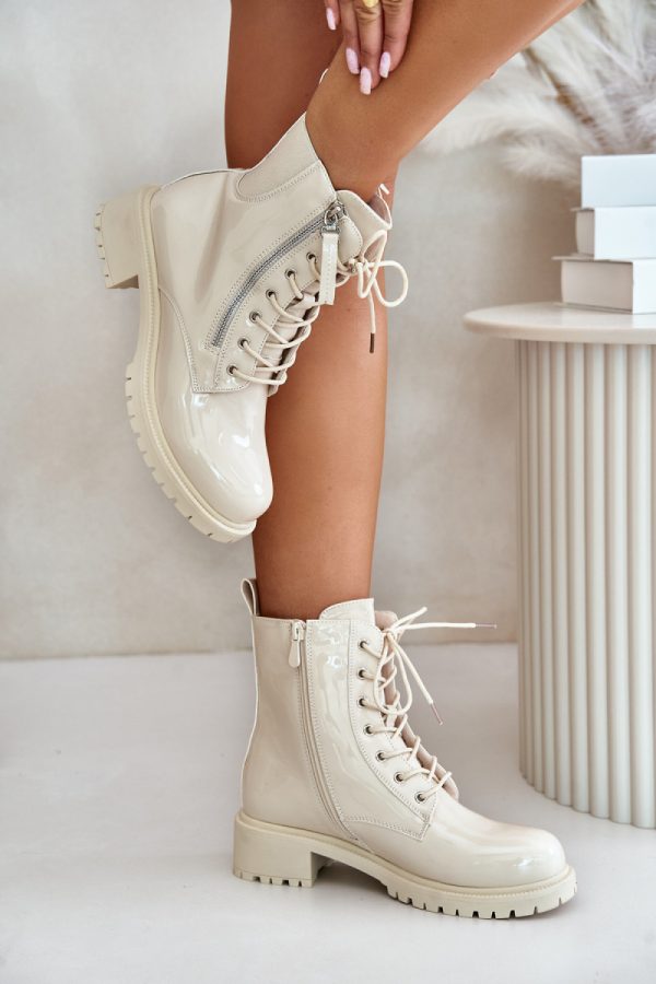 Beige Bootie in Women`s Ankle Boots & Booties with Fabric, Warmers, Footbed, Upper Height and Heel Height