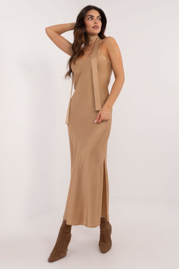 Brown Evening Dress in Evening Dresses with Polyester and Viscose