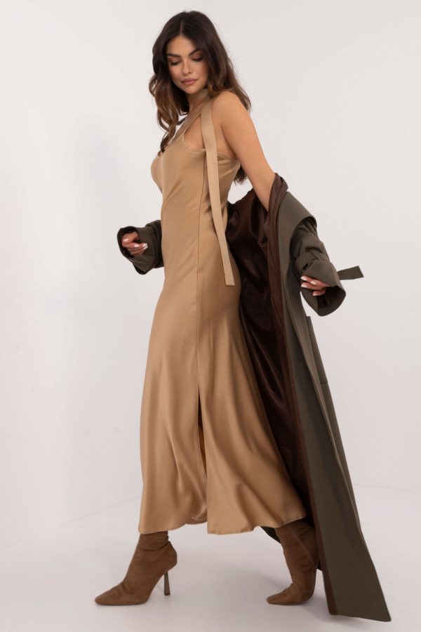 Brown Evening Dress in Evening Dresses with Polyester and Viscose