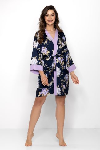 Navy Blue Bathrobe in Dressing Gowns, Bathrobes For Women with Polyester
