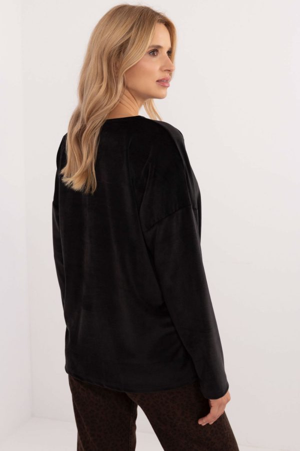 Black Blouse in Women`s Blouses, Tunics with Spandex and Polyester