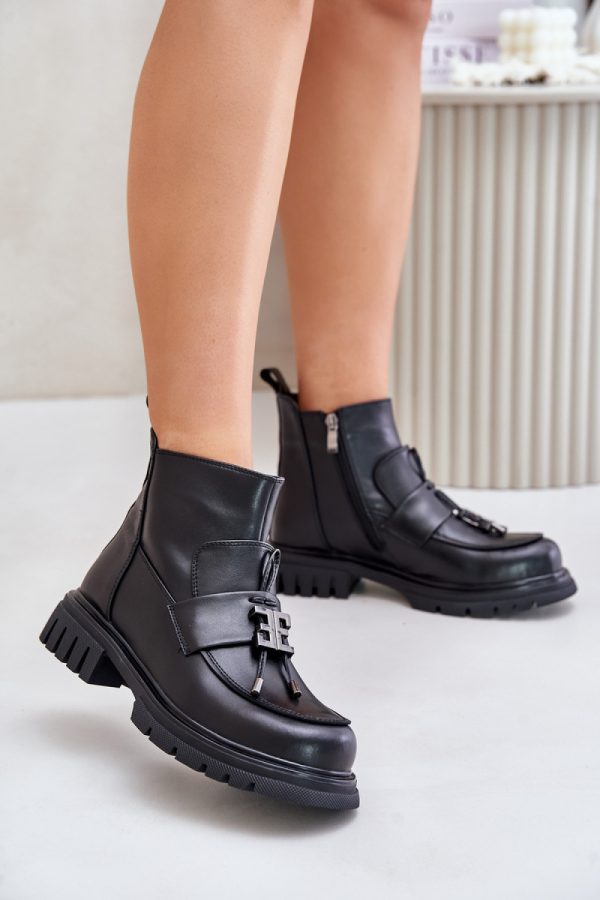 Black Boots in Women`s Ankle Boots & Booties with Fabric, Warmers, Footbed, Upper Height and Heel Height