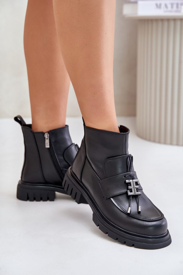 Black Boots in Women`s Ankle Boots & Booties with Fabric, Warmers, Footbed, Upper Height and Heel Height