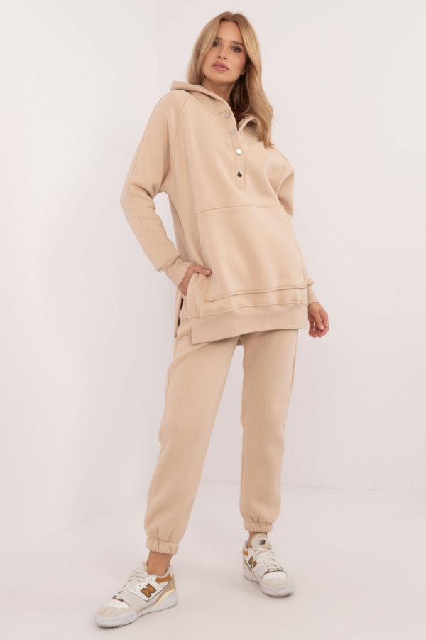 Beige Set in Pants, Trousers, Shorts with Cotton and Polyester