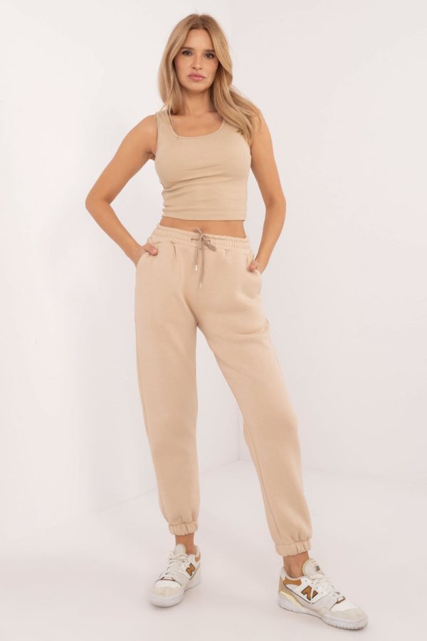 Beige Set in Pants, Trousers, Shorts with Cotton and Polyester