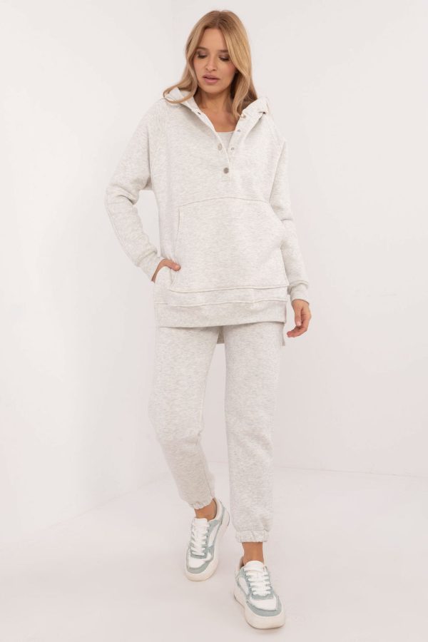 Grey Set in Pants, Trousers, Shorts with Cotton and Polyester