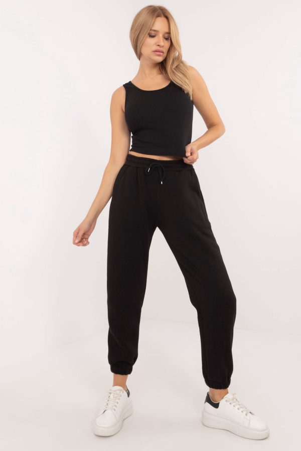 Black Set in Pants, Trousers, Shorts with Cotton and Polyester