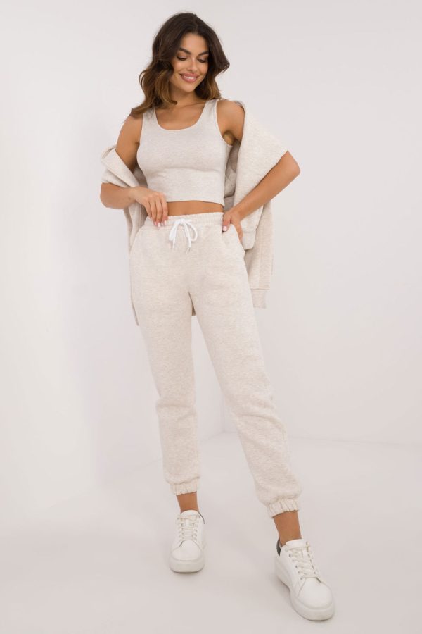 Beige Set in Pants, Trousers, Shorts with Cotton and Polyester