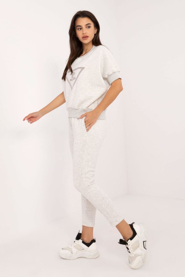 Grey Set in Pants, Trousers, Shorts with Cotton and Polyester