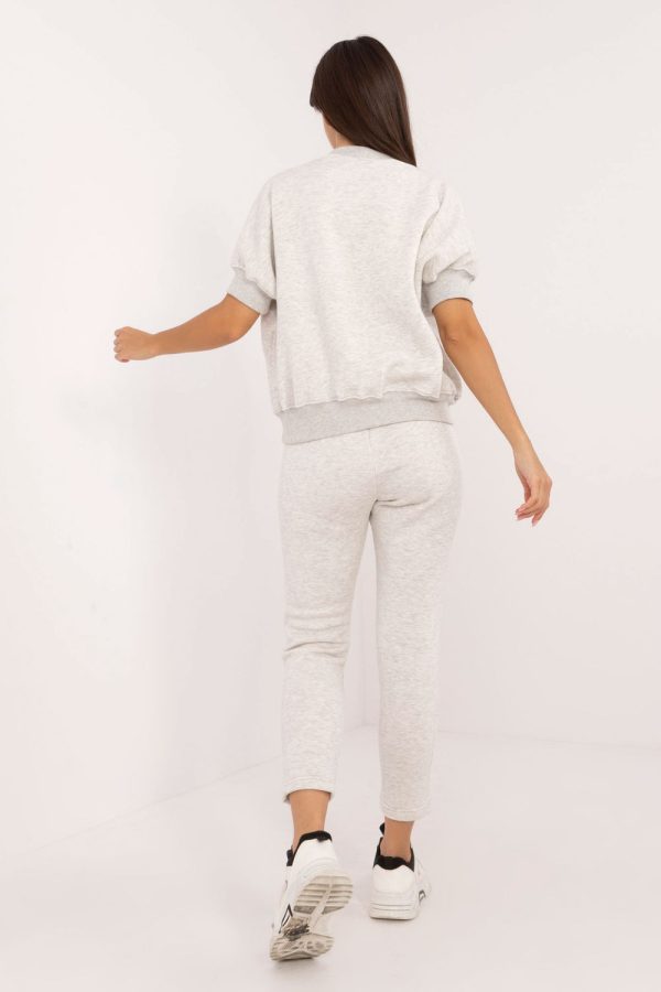 Grey Set in Pants, Trousers, Shorts with Cotton and Polyester