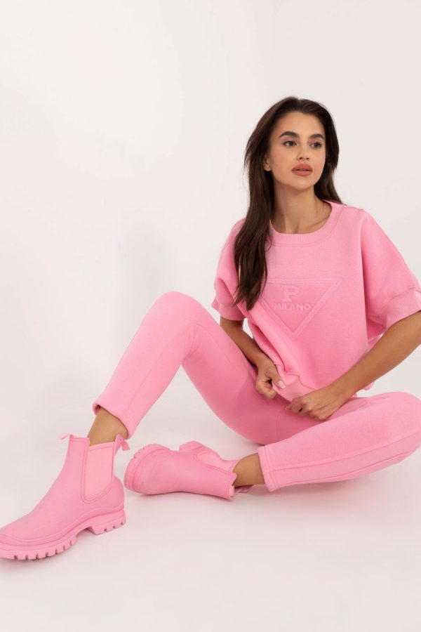 Pink Set in Pants, Trousers, Shorts with Cotton and Polyester