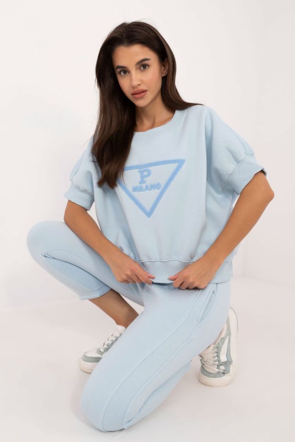 Blue Set in Pants, Trousers, Shorts with Cotton and Polyester