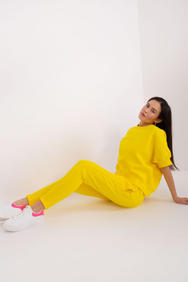 Yellow Set in Pants, Trousers, Shorts with Cotton and Polyester
