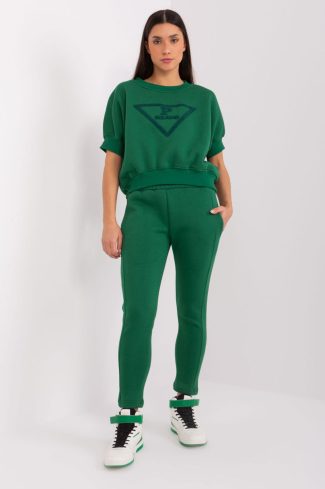 Green Set in Pants, Trousers, Shorts with Cotton and Polyester