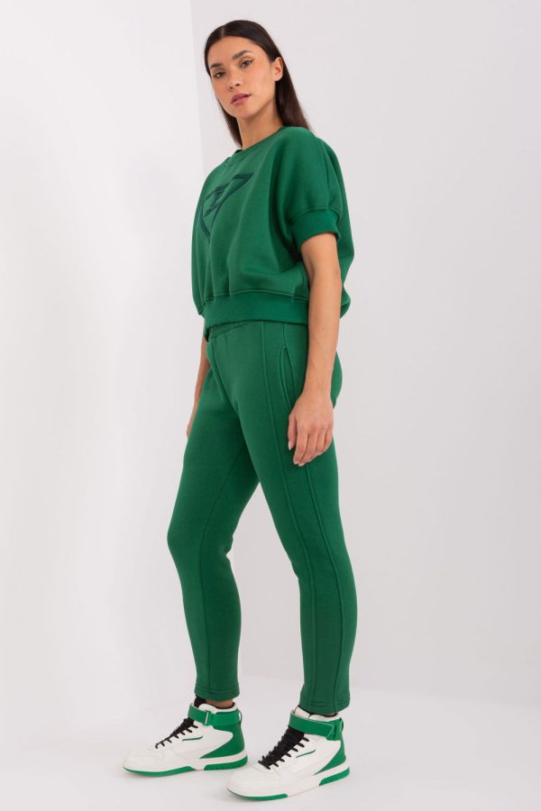 Green Set in Pants, Trousers, Shorts with Cotton and Polyester